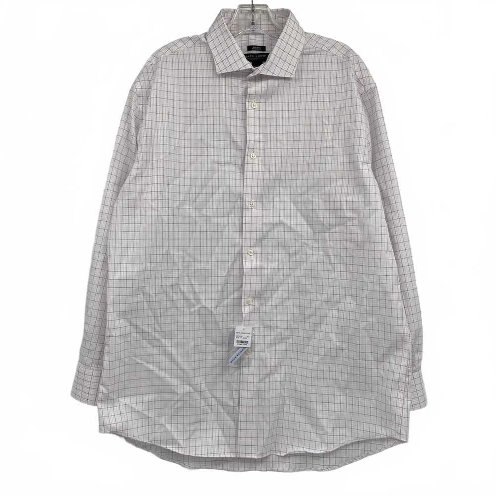 Pronto Uomo White Pink Plaid Dress Shirt Button-Down | Mens XL